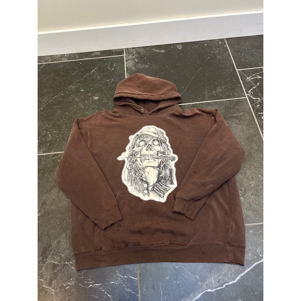 Disneyland Pirates of the Caribbean Ye Be Warned Brown Hoodie Mens XXL Hoodie